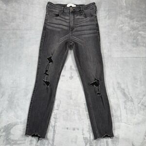 Abercrombie & Fitch The Ankle Straight Ultra High Rise Black Denim Jeans 29/8R